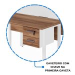 Estação de Trabalho Dupla 1,20×1,35m c/ 02 Gavetas c/ ponto de tomada PÉ QUADRO – Cor Nogal Sevilha/Branco – 34423 Master Móveis para Escritório Linha 40 mm Nogal – Branco 17