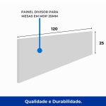 Estação de Trabalho Dupla 1,20×1,35m 02 Lugares sem Gavetas c/ ponto de tomada PÉ PAINEL – Nogal Sevilha/Branco – 34428 Master Móveis para Escritório Linha 40 mm Nogal – Branco 20