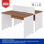 Estação de Trabalho Dupla 1,20×1,35m 02 Lugares sem Gavetas c/ ponto de tomada PÉ PAINEL – Nogal Sevilha/Branco – 34428 Master Móveis para Escritório Linha 40 mm Nogal – Branco 16