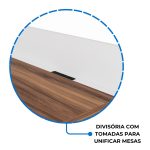 Estação de Trabalho Dupla 1,20×1,35m 02 Lugares sem Gavetas c/ ponto de tomada PÉ PAINEL – Nogal Sevilha/Branco – 34428 Master Móveis para Escritório Linha 40 mm Nogal – Branco 19