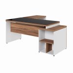 Mesa para Escritório em “L” com VIDRO FUMÊ – 1,92X1,60M NOGAL SEVILHA/BRANCO – 34432 Master Móveis para Escritório Linha 40 mm Nogal – Branco 13