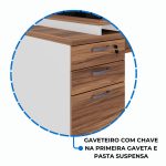 Mesa para Escritório em “L” com VIDRO FUMÊ – 1,92X1,60M NOGAL SEVILHA/BRANCO – 34432 Master Móveis para Escritório Linha 40 mm Nogal – Branco 14
