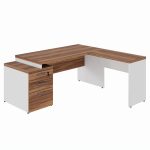 Mesa para Escritório em “L” com Gavetão – 1,92X1,60m -NOGAL SEVILHA/BRANCO – 34431 Master Móveis para Escritório Linha 40 mm Nogal – Branco 10