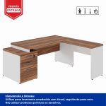 Mesa para Escritório em “L” com Gavetão – 1,92X1,60m -NOGAL SEVILHA/BRANCO – 34431 Master Móveis para Escritório Linha 40 mm Nogal – Branco 12