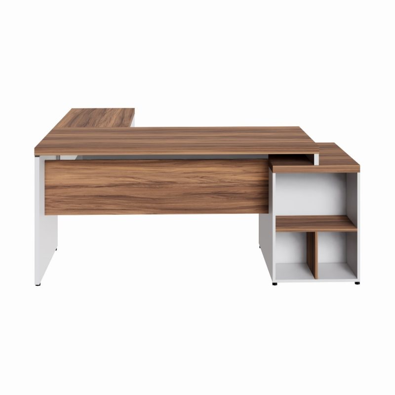 Mesa para Escritório em “L” com Gavetão – 1,92X1,60m -NOGAL SEVILHA/BRANCO – 34431 Master Móveis para Escritório Linha 40 mm Nogal – Branco 5