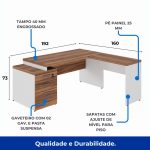 Mesa para Escritório em “L” com Gavetão – 1,92X1,60m -NOGAL SEVILHA/BRANCO – 34431 Master Móveis para Escritório Linha 40 mm Nogal – Branco 11