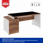 Mesa para Escritório com VIDRO FUMÊ – 1,92×0,70m – NOGAL SEVILHA/BRANCO – 34430 Master Móveis para Escritório Linha 40 mm Nogal – Branco 14
