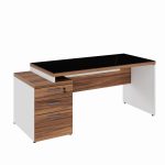 Mesa para Escritório com VIDRO FUMÊ – 1,92×0,70m – NOGAL SEVILHA/BRANCO – 34430 Master Móveis para Escritório Linha 40 mm Nogal – Branco 10