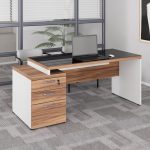 Mesa para Escritório com VIDRO FUMÊ – 1,92×0,70m – NOGAL SEVILHA/BRANCO – 34430 Master Móveis para Escritório Linha 40 mm Nogal – Branco 18