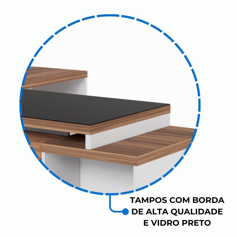 Mesa para Escritório com VIDRO FUMÊ – 1,92×0,70m – NOGAL SEVILHA/BRANCO – 34430 Master Móveis para Escritório Linha 40 mm Nogal – Branco 9
