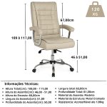 Poltrona Presidente LUXO c/ mola Ensacada – COR FENDI – 30061 Master Móveis para Escritório Presidente 14