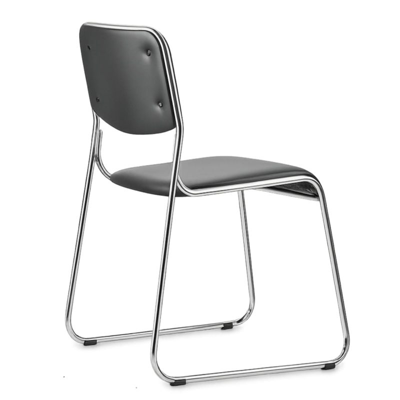 Cadeira Interlocutor Estofada Dakar – Corino Preto – 25008 Master Móveis para Escritório Cadeira Fixa Estofada 3