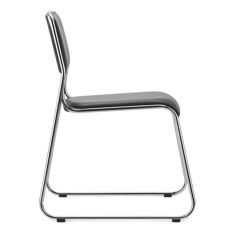 Cadeira Interlocutor Estofada Dakar – Corino Preto – 25008 Master Móveis para Escritório Cadeira Fixa Estofada 4