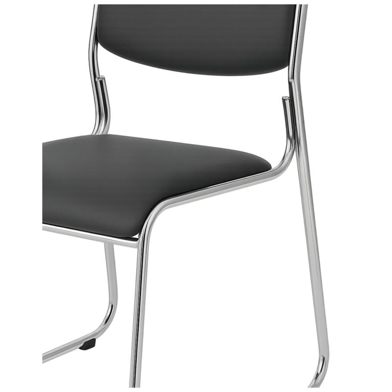 Cadeira Interlocutor Estofada Dakar – Corino Preto – 25008 Master Móveis para Escritório Cadeira Fixa Estofada 7