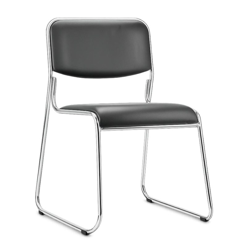 Cadeira Interlocutor Estofada Dakar – Corino Preto – 25008 Master Móveis para Escritório Cadeira Fixa Estofada 2