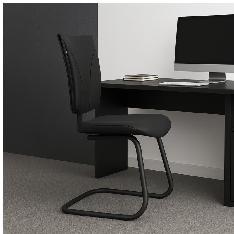 Cadeira de Escritório B-ONE Base em “S” Preta – Corino Preto – 31032 Master Móveis para Escritório Cadeira Fixa Estofada 9