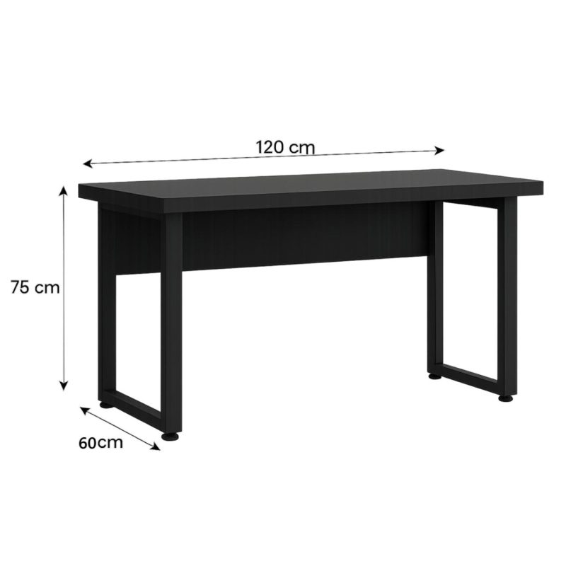 Mesa Escritório PÉ QUADRO – 1,20×0,60m – S/ Gavetas – PRETO / PRETO – 26001 Master Móveis para Escritório Linha 40mm Preto / Preto 5