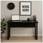 Mesa Escritório PÉ QUADRO – 1,50×0,60m – S/ Gavetas – PRETO / PRETO – 26002 Master Móveis para Escritório Linha 40mm Preto / Preto 16