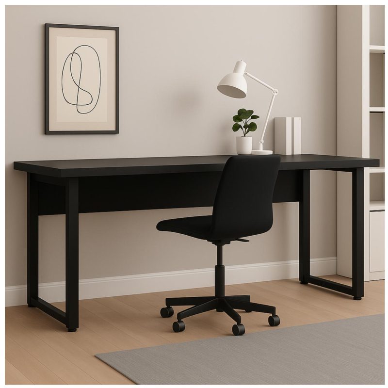 Mesa Escritório PÉ QUADRO – 1,70×0,70m – S/ Gavetas – PRETO / PRETO – 26003 Master Móveis para Escritório Linha 40mm Preto / Preto 8