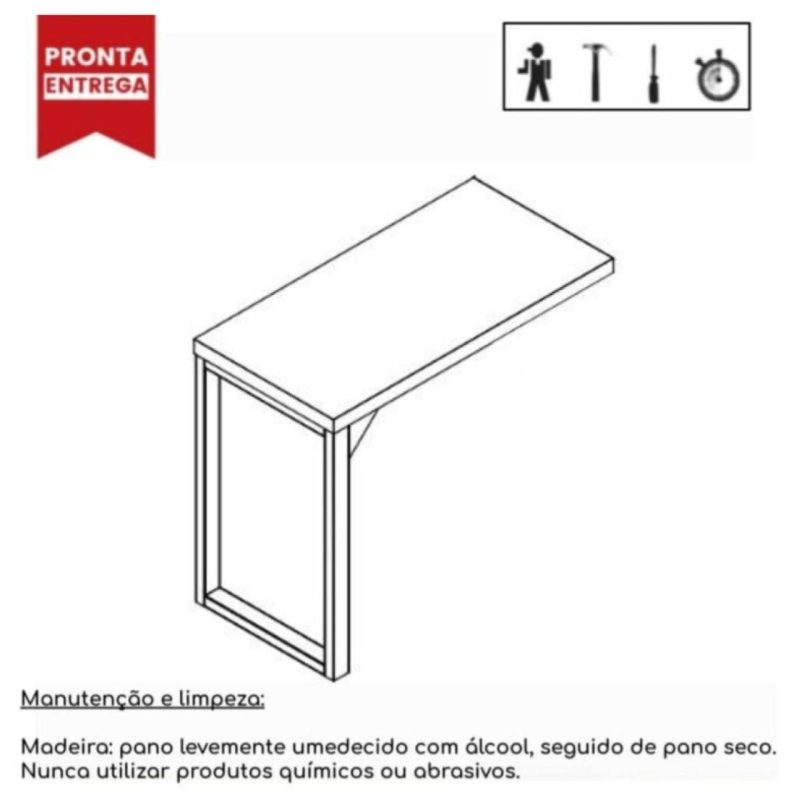 Mesa AUX PÉ QUADRO – 0,90×0,45m – PRETO/PRETO – 26004 Master Móveis para Escritório Linha 40mm Preto / Preto 5