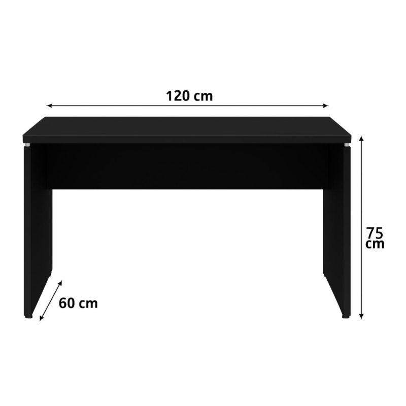Mesa Escritório 1,20×0,60m – S/ Gavetas – PRETO/PRETO – 26005 Master Móveis para Escritório Linha 40mm Preto / Preto 4