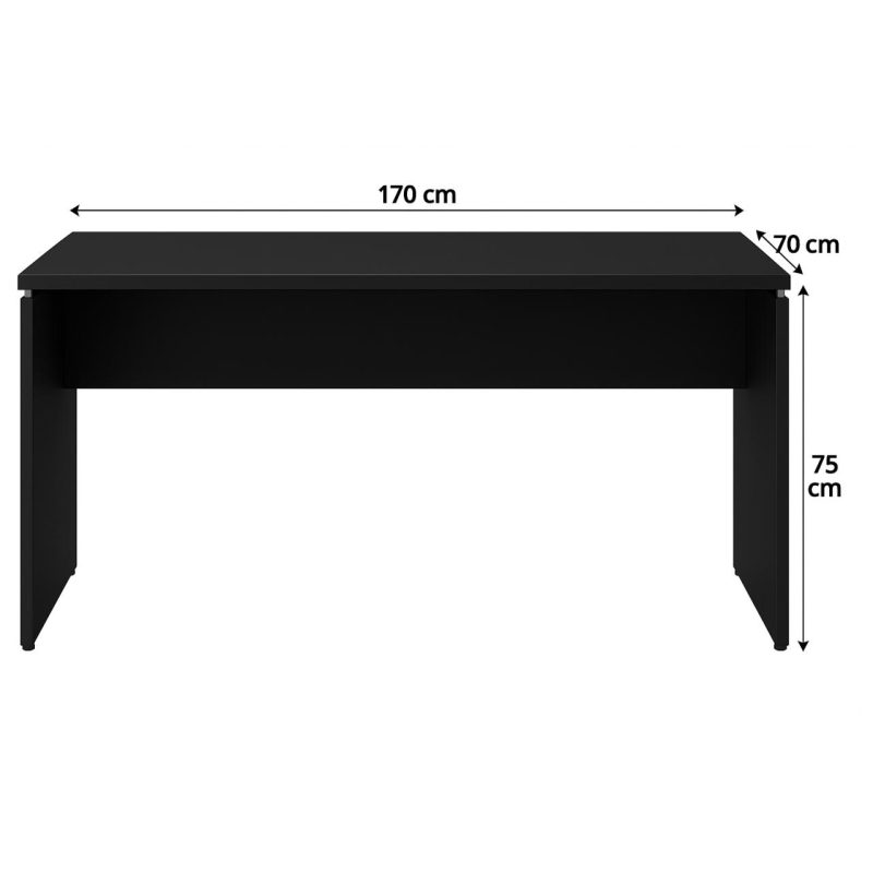 Mesa Escritório 1,70×0,70m – S/ Gavetas – PRETO/PRETO – 26007 Master Móveis para Escritório Linha 40mm Preto / Preto 6