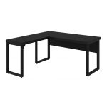 Mesa em L PÉ QUADRO (1,50×0,60m + Mesa Auxiliar) – S/ Gavetas – PRETO / PRETO – 26010 Master Móveis para Escritório Linha 40mm Preto / Preto 13