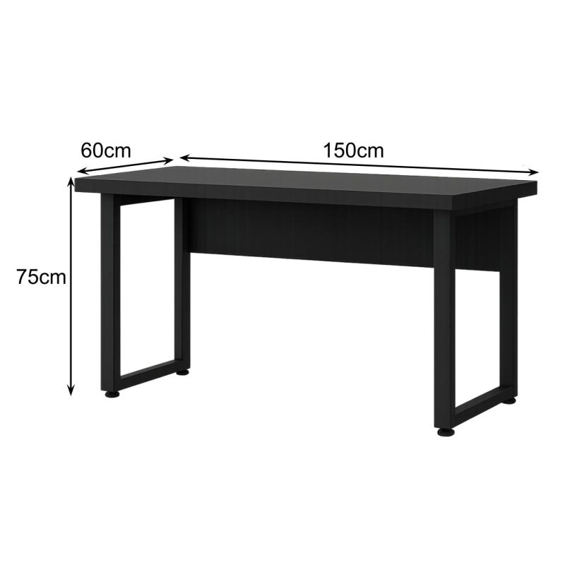 Mesa em L PÉ QUADRO (1,50×0,60m + Mesa Auxiliar) – S/ Gavetas – PRETO / PRETO – 26010 Master Móveis para Escritório Linha 40mm Preto / Preto 7