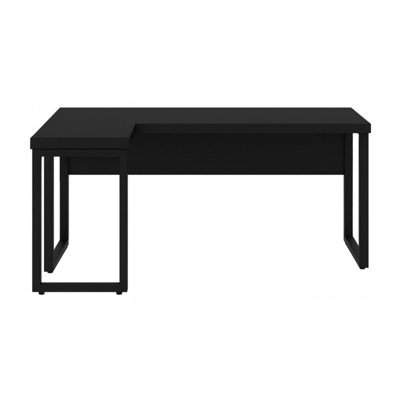Mesa em L PÉ QUADRO (1,70×0,70m + Mesa Auxiliar) – S/ Gavetas – PRETO / PRETO – 26011 Master Móveis para Escritório Linha 40mm Preto / Preto 4