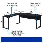 Mesa em L PÉ QUADRO (1,70×0,70m + Mesa Auxiliar) – S/ Gavetas – PRETO / PRETO – 26011 Master Móveis para Escritório Linha 40mm Preto / Preto 14 Mesa em L PÉ QUADRO (1,70×0,70m + Mesa Auxiliar) – S/ Gavetas – PRETO / PRETO – 26011 Master Móveis para Escritório Linha 40mm Preto / Preto 14