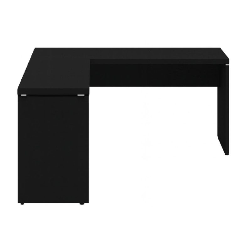 Mesa em L PÉ PAINEL (1,50×0,60m + Mesa Auxiliar) – S/ Gavetas – PRETO / PRETO – 26012 Master Móveis para Escritório Linha 40mm Preto / Preto 3