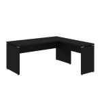 Mesa em L PÉ PAINEL (1,50×0,60m + Mesa Auxiliar) – S/ Gavetas – PRETO / PRETO – 26012 Master Móveis para Escritório Linha 40mm Preto / Preto 10