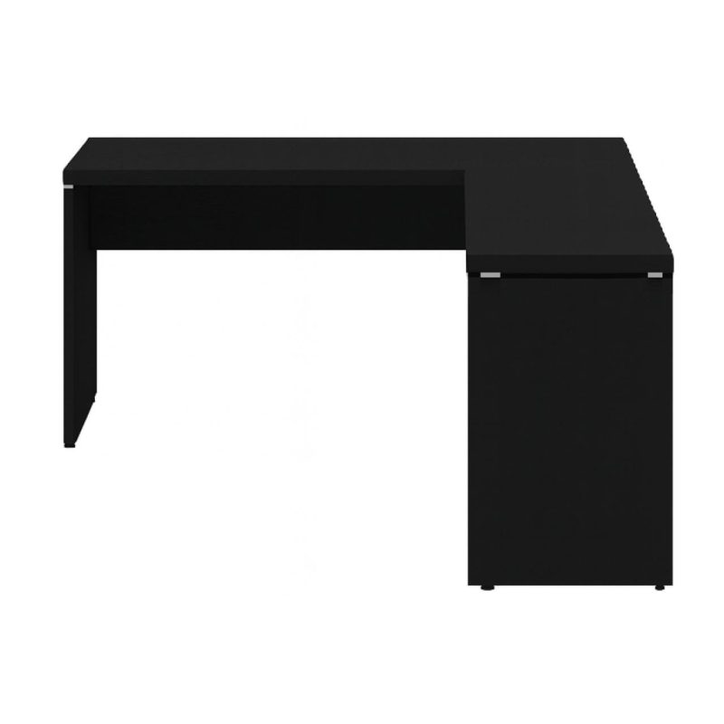 Mesa em L PÉ PAINEL (1,50×0,60m + Mesa Auxiliar) – S/ Gavetas – PRETO / PRETO – 26012 Master Móveis para Escritório Linha 40mm Preto / Preto 4