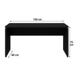Mesa em L PÉ PAINEL (1,50×0,60m + Mesa Auxiliar) – S/ Gavetas – PRETO / PRETO – 26012 Master Móveis para Escritório Linha 40mm Preto / Preto 15