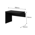 Mesa em L PÉ PAINEL (1,50×0,60m + Mesa Auxiliar) – S/ Gavetas – PRETO / PRETO – 26012 Master Móveis para Escritório Linha 40mm Preto / Preto 16