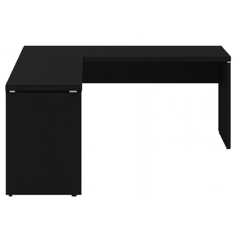 Mesa em L PÉ PAINEL (1,70×0,70m + Mesa Auxiliar) – S/ Gavetas – PRETO / PRETO – 26013 Master Móveis para Escritório Linha 40mm Preto / Preto 3