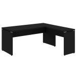 Mesa em L PÉ PAINEL (1,70×0,70m + Mesa Auxiliar) – S/ Gavetas – PRETO / PRETO – 26013 Master Móveis para Escritório Linha 40mm Preto / Preto 10