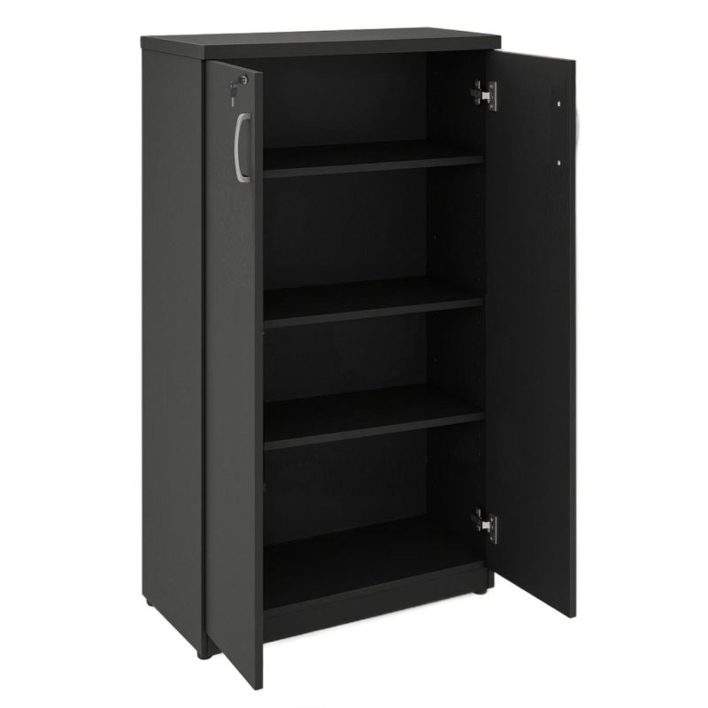Armário Alto Fechado com Portas e Prateleiras Internas – MDP Preto – 26031 Master Móveis para Escritório Linha 40mm Preto / Preto 2