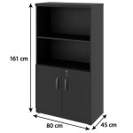 Armário Alto com Portas Inferiores e Prateleiras Abertas – MDP Preto – 26033 Master Móveis para Escritório Linha 40mm Preto / Preto 13 Armário Alto com Portas Inferiores e Prateleiras Abertas – MDP Preto – 26033 Master Móveis para Escritório Linha 40mm Preto / Preto 13