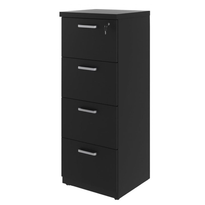 Arquivo de Madeira para Pasta Suspensa com 4 Gavetas – MDP PRETO – 26035 Master Móveis para Escritório Linha 40mm Preto / Preto 3