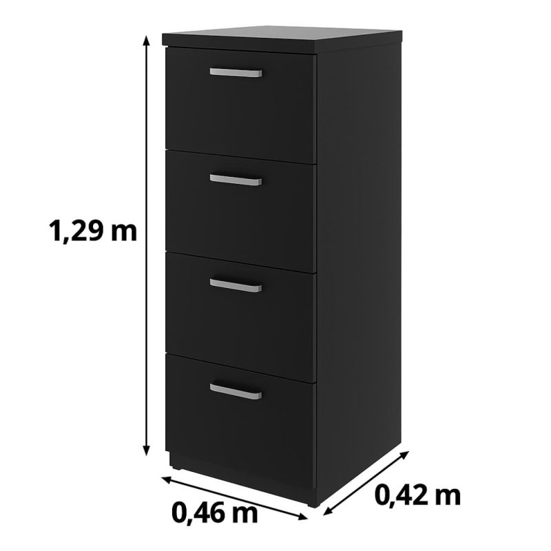 Arquivo de Madeira para Pasta Suspensa com 4 Gavetas – MDP PRETO – 26035 Master Móveis para Escritório Linha 40mm Preto / Preto 5