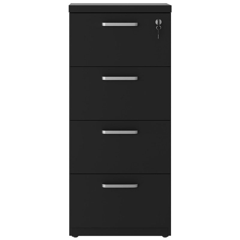 Arquivo de Madeira para Pasta Suspensa com 4 Gavetas – MDP PRETO – 26035 Master Móveis para Escritório Linha 40mm Preto / Preto 7