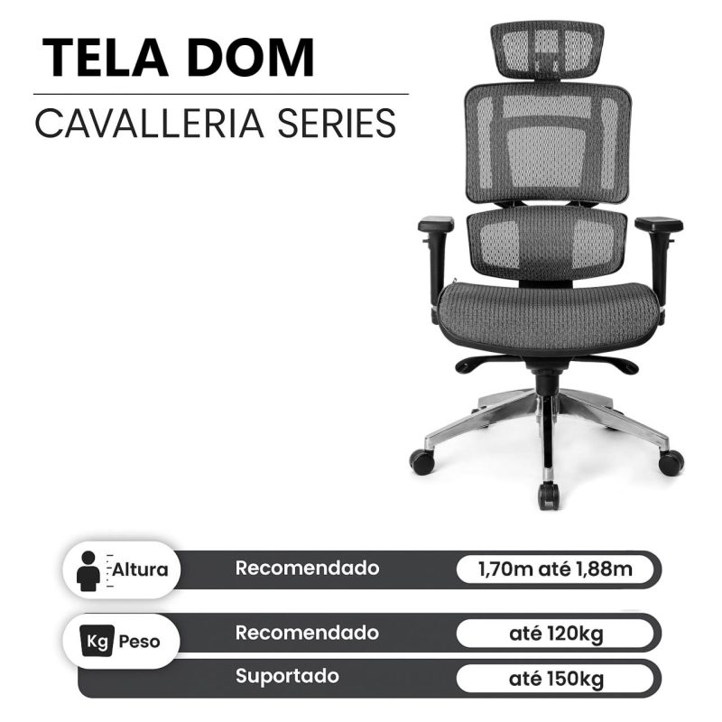 Cadeira de Escritório Presidente TELA DOM – Cor Preta – 32869 Master Móveis para Escritório Cadeira de Tela 7