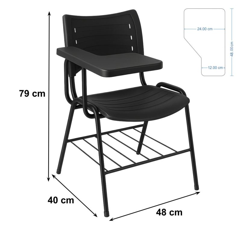 Cadeira Universitária Plástica Prancheta PLÁSTICA – MRPlast Preto – 34130 Master Móveis para Escritório Carteira Escolar 5