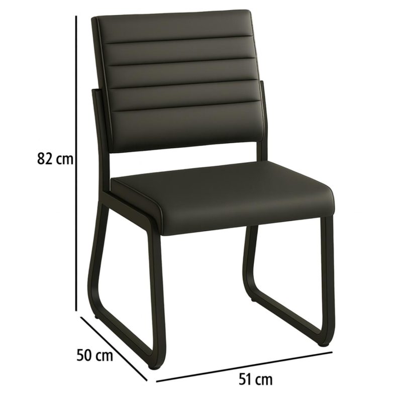 Poltrona para Escritório Estofada – TRIX – Cor Preta – 35119 Master Móveis para Escritório Cadeira Longarina Sofanete 8