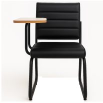 Poltrona Universitária TRIX Estofada com Prancheta Fixa - Corino Preto - 35121