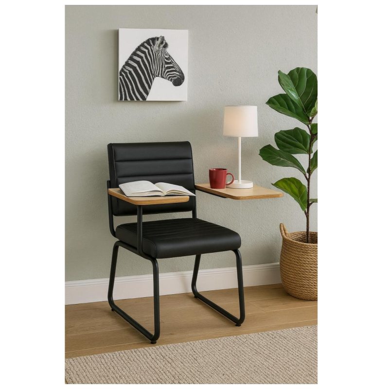 Poltrona Universitária TRIX Estofada com Prancheta Fixa – Corino Preto – 35121 Master Móveis para Escritório Carteira Escolar 7