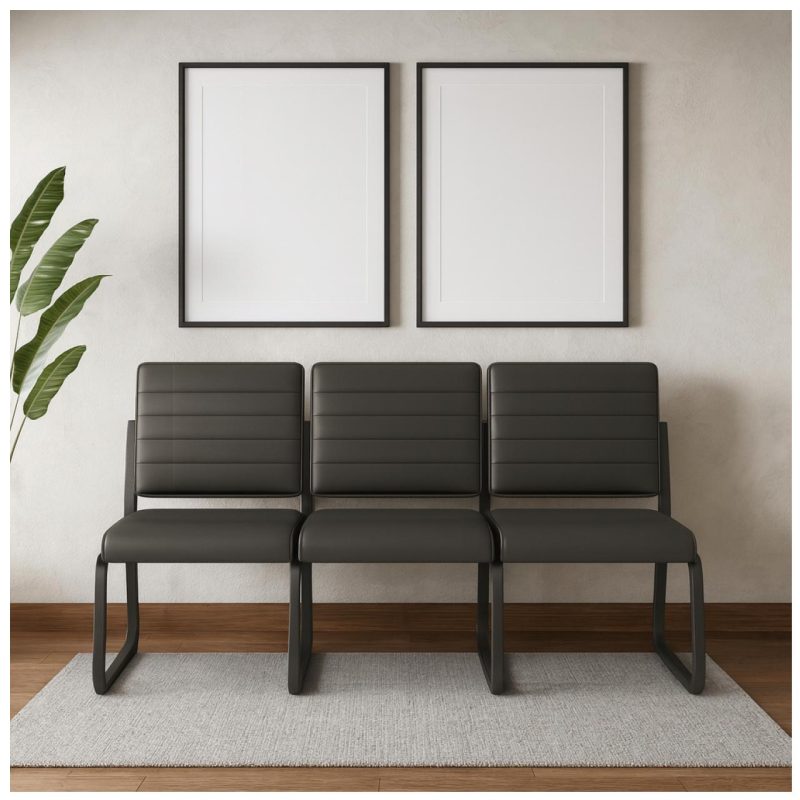 Sofanete para Escritório Estofada com 03 Lugares – TRIX – Pés PRETO – 35123 Master Móveis para Escritório Cadeira Longarina Sofanete 9